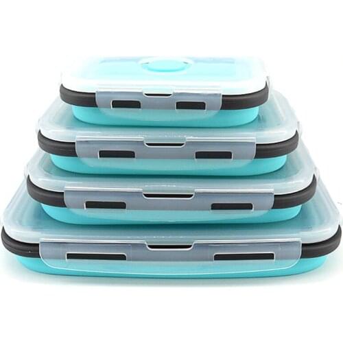 Silicone Food Container Microware Portable Bento Lunch Box Dinnerware Meal Kitchen Storage Accessories