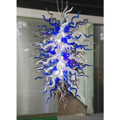 Modern Crystal Chandelier Typical Cobalt Blue White Grey LED Hand Blown Glass Chandelier Lamp Creative Lightings for Home