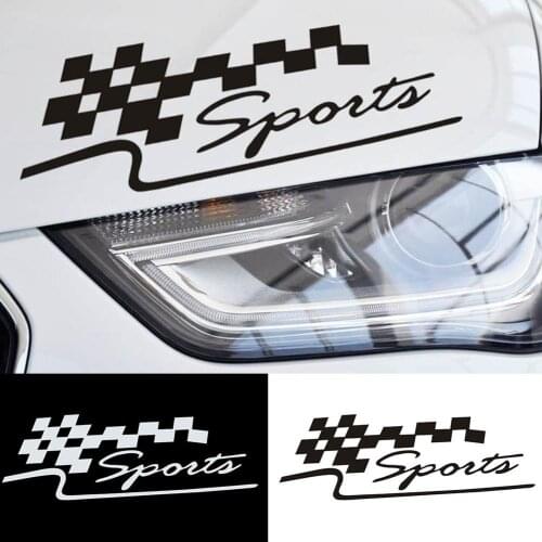 SPORT Letter Checkered Racing Flag Removable Car Sticker Auto Reflective Decal DIY Car Styling Accessories