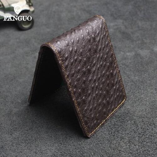 Handmade Genuine Leather Ostrich Pattern Driver License Documents Bag Driving Cover Credit/Bank Card Holder ID Card Slot