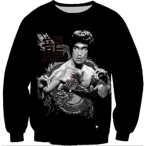 3D Print Sweatshirts Bruce Lee Kongfu Harajuku Men Pullover Hoodies Long Sleeve Crewneck Streetwear Hoody Clothing Sudaderas 5XL