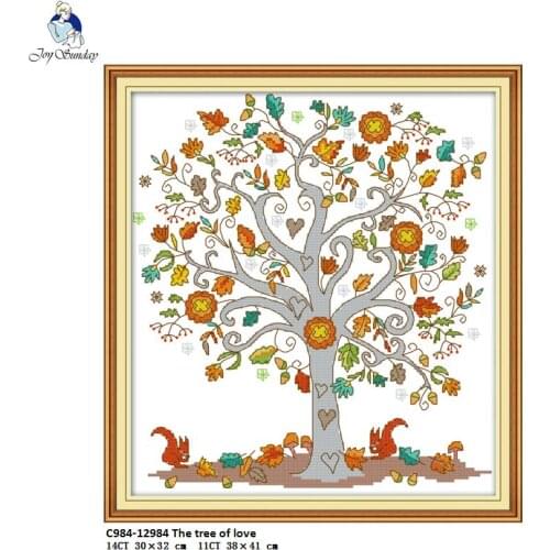 Joy Sunday The Tree of Love Counted 11CT Printed Fabric 14CT Canvas DMC Chinese DIY Hand Cross-stitch set Embroidery Needlework