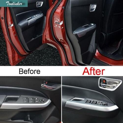 Tonlinker Cover Case Stickers for SUZUKI vitara 2016 4 PCS Car Styling mouldings ABS Matte door windows lift botton pad sticker