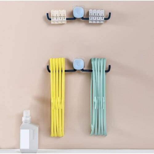 Clothes Hanger Storage Rack Practical Rotating Space Saving Foldable Bathroom Balcony Punch Free Clip Organizer