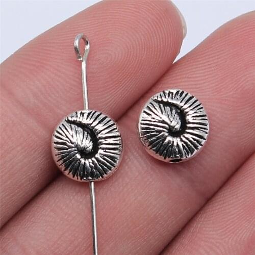 WYSIWYG 10pcs 10x10mm Antique Silver Color Conch Small Hole Beads For Jewelry Making DIY Jewelry Findings