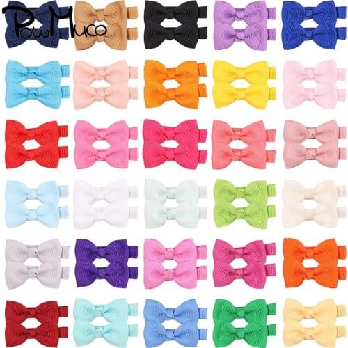 Powmuco 10pcs/lot Grosgrain Ribbon Bows Baby Girls Hair Clips Solid Color Bowknot Bangs Hairpins DIY Styling Tools Kids Headwear