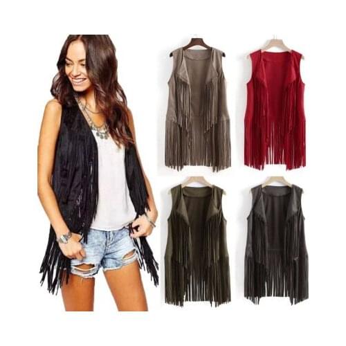 Women Spring And Summer Fashion Thin Tassel Vest Womens Slim Sleeveless Vest Coat