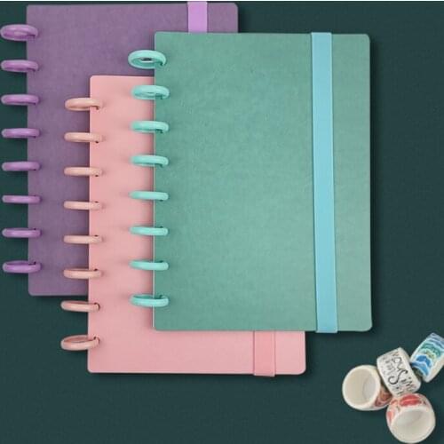 1set Mushroom Hole Loose-leaf Notebook Cover Binding Discs Elastic Strap DIY Journals Planner Gift Student Notebook Stationery