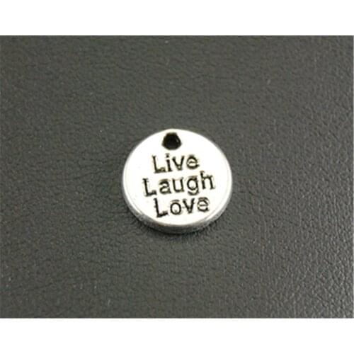 10pcs Silver Color mini Live Laugh Love Round Letter Charm jewelry findings components charms 10mm A1320