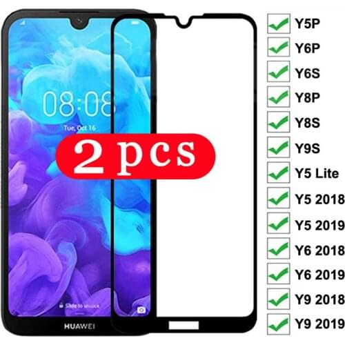 2/1Pcs 9H for huawei y9 prime y6 y7 pro 2019 y5 lite 2018 y9s y9A y8s y8p y7p y6s y6p tempered glass phone screen protector film