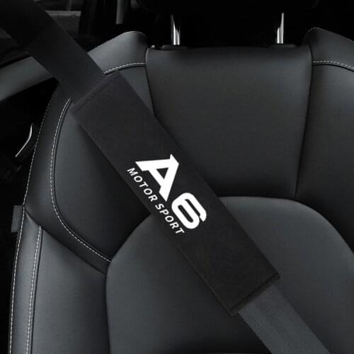 2pcs Auto Shoulder Pads Cover Case for Audi A6 A7 A8 Q3 Q5 Q7 S8 TT Car Emblem Accessories Car Seat Belt Cover