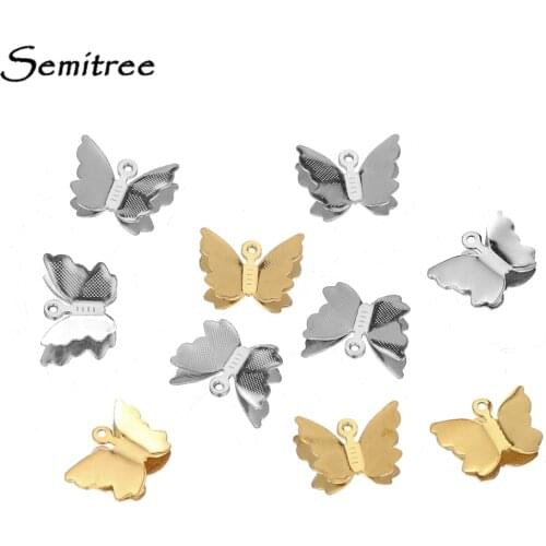 20pcs 18K Gold Stainless Steel Butterfly Pendant Charms for DIY Jewelry Making Necklace Components Handmade Bracelets Findings