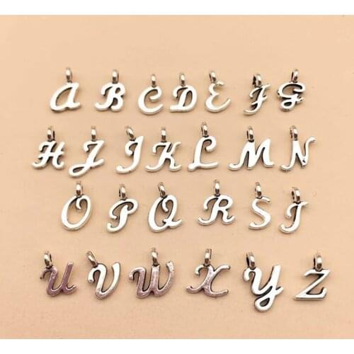 26Pcs Alphabet a to z Charms Pendants 5x10mm DIY Jewelry Making Alloy Findings Accessory For Necklaces Earrings