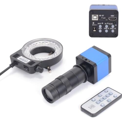 37MP HDMI USB Digital Machine Vision Industrial Microscope Camera CCD 100X C-Mount Zoom Lens 56 LED Light for PCB Soldering