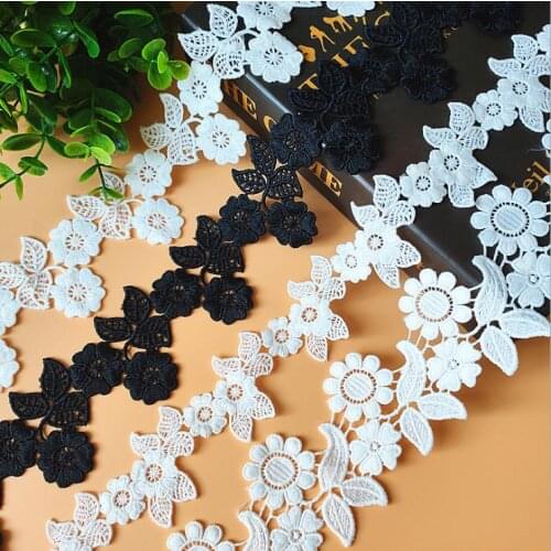 5Y-10Yard/Lot Water-Soluble Embroidery Flower Lace Trim Lace Fabric Clothing Dress Curtain Decoration 5.5CM Accessories