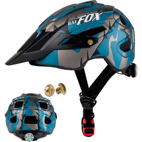 BATFOX Outdoor Sports Helmet With Light MTB Mountain Bike Riding Safety Helmet For Cycling Bike Bicycle Riding Camouflage Helmet