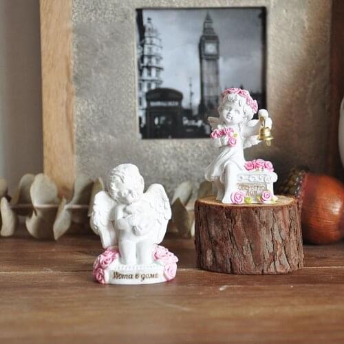 White Cute Little Angel Ornaments Painted Garland Angel Resin Crafts Home Decorations Desk Decoration Catholic Decoration