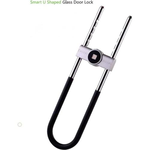 Keyless smart fingerprint door lock U shape biometric electric lock for bicycle glass door of office shop via Mobile APP control