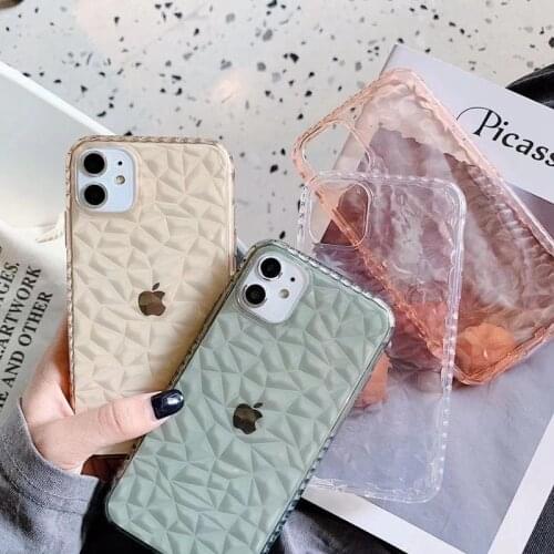 Diamond Pattern Phone Case For iPhone 11 12 Pro Max XS X XR 7 8 Plus SE2 12Mini Case Shockproof Transparent Soft TPU Back Cover