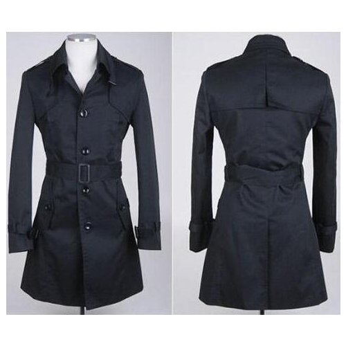 Black teenage stand collar slim sexy trench coat men fashion mens medium-long trench coat classic outerwear plus size S - 9XL