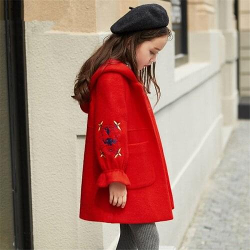 Kid Woolen Coats for Girls Toddler 2020 Girl Outerwear Wool Overcoat Hooded Girls Outdoor Parkas 3-13Y