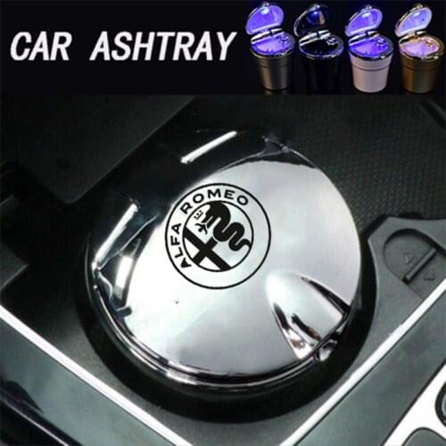For ALFA ROMEO Mito 147 156 159 Car logo ashtray LED blue light ashtray office ashtray Soot storage tank With logo on the lid