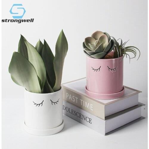 Fairy Garden Decoration Flower Pots Ceramic Succulent Planter Home Decoration Ornaments Succulent Potted With Base Desktop Decor