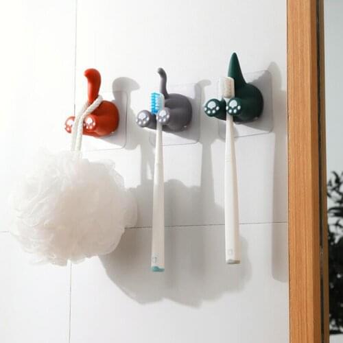 Cactus Toothbrush Holder Bathroom Squirrel Cat Tail Toothbrush Toothpaste Wall Kawaii Suction Holder Rack Container Organizer