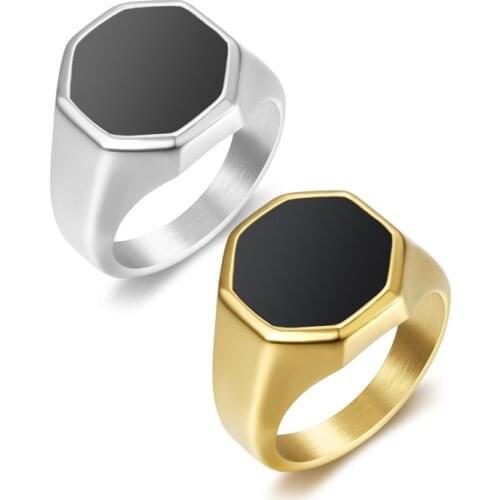 Customized Mens Ring Punk Rock Smooth 316L Stainless Steel Signet Ring For Men Hip Hop Party Jewelry Wholesale Male Wedding