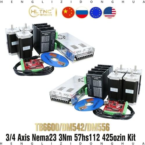 CNC Router Kit 3 4 Axis, Nema23 3N 3A/4.2A stepper motor driver TB6600 DM542 DM556 + USB mach3 Controller + 350W power supply