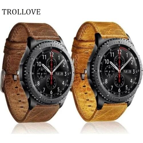 Retro Leather Loop For Samsung Gear Sport S3 Classic Frontier Galaxy Watch Band 22MM Strap Bracelet