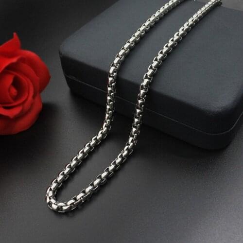 Round Long Chain Mens hip hop Stainless Steel Titanium Necklace jewelry Classic Rome Charm For Women Men wedding 2.5mm 4mm
