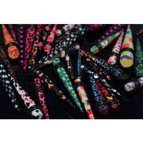 LOT100 PCS Free Shippment Body Jewelry-HOT PRINTED Resin Ear Taper Strecher Earlets Tapers Ear Plugs 3mm-10mm