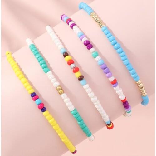 Fashion Boho Geometric Strand Bracelets Womens Bohemian National Wind Hand Wear Color Measle Strand Bracelets Jewelry for Girls