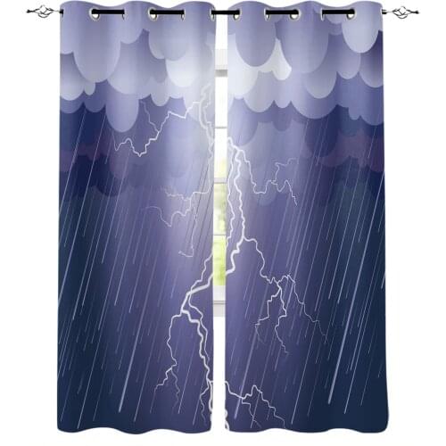 Lightning Strike Rain Purple Curtains for Living Room Bedroom Modern Home Decoration Window Curtain Kids Room Home Supplies