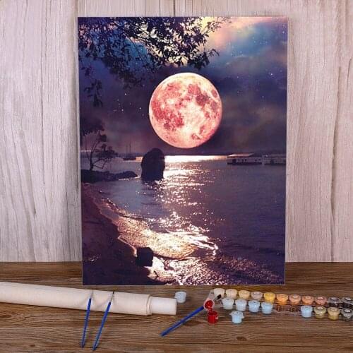 Landscape Moon Painting By Numbers Kit Acrylic Paints 40*50 Oil Painting Home Decoration For Handiwork