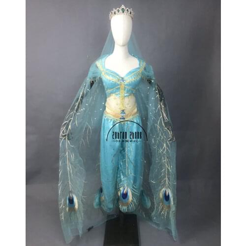 Custom Made 2020 New Movie Jasmine Princess Embroidery Cosplay Costume For Adult Women Girls Halloween Party Costume