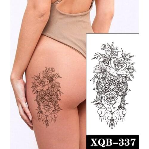 Plain Flower Waterproof Temporary Tattoo Sticker Black Rose Sunflowers Jewelry Fake Tattoos Flash Tatoos Arm Body Art for Women