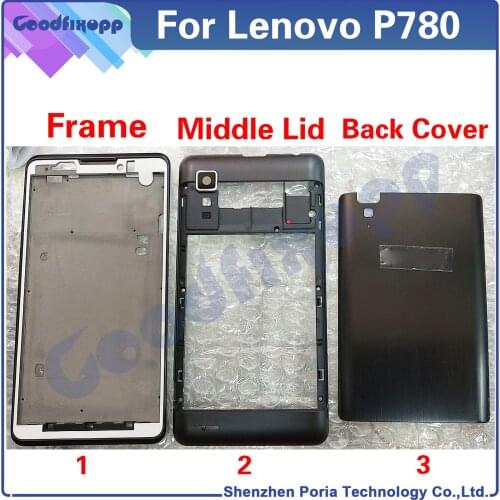 For Lenovo P780 Front Frame Battery Rear Cover Middle Frame Lid Bracket Bezel Plate Chassis Back Cover
