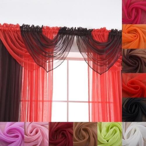 Practical Solid Color Light Transmission Sheer Window Curtain Head Swag Valance Home Decoration Accessories For Living Room