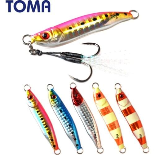 TOMA Concave Design Jig Slow Pitch Metal Lead Lure 20g 40g Micro Flat Fall Jig Luminous Spoon Cast Saltwater Bass Bait Tackle