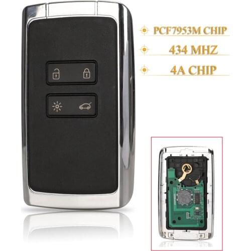 Kutery 4 Buttons Remote Key 434mhz Hitag AES 4A pcf7953M For Renault Megane 4 Talisman Kadjar Espace 5 Keyless Go Entry key