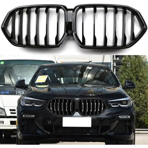 1set Gloss Black Front Bumper Racing Grill Kidney Grilles For New BMW X6 G06 2020+ M Power Performance Auto Accessories