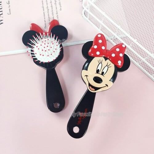 Disney Minnie Mouse Hair Brush Girl Women Wet Hairbrush Cute Cartoon Professional Massage Comb Curly Hairdressing Styling Tools