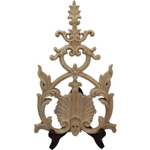 Unique Natural Floral Wood Carved Wooden Figurines Crafts Corner Appliques Frame Wall Door Furniture Woodcarving Decorative