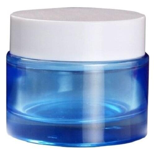 High Grade 50G Transparent Blue Cream Box Glass Bottle 10pcs/lot