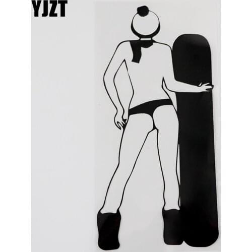 YJZT 10.3CMX20.7CM Snowboard Sexy Girl Winter Decal Vinyl Car Sticker Black/Silver 8A-1063