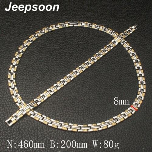 Womens Fashion Stainless Steel Metal Silver Gold color Necklace And Bracelet Jewelry Set For Women SFKZAQEI Jewels Store