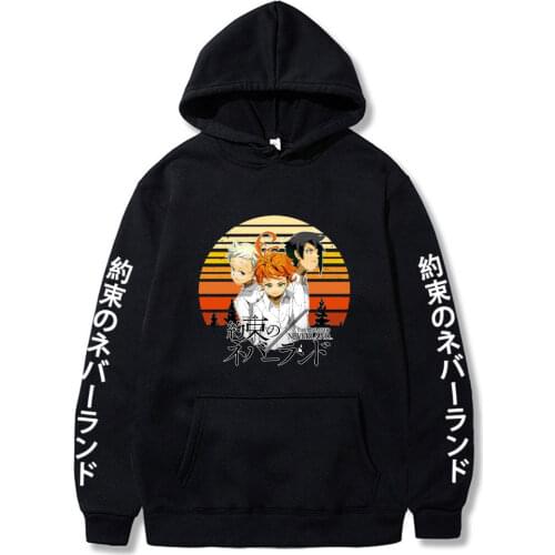 Winter Warm Promised Neverland Unisex Hoodie Thickening Fashion Print Anime Long Sleeve Student Hooded Loose Pullover Sweatshirt