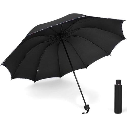 Windproof Non Automatic Folding Umbrella 10 Strand Umbrella Frame Men Rain Womens Umbrella Business Sun Protection Parasols